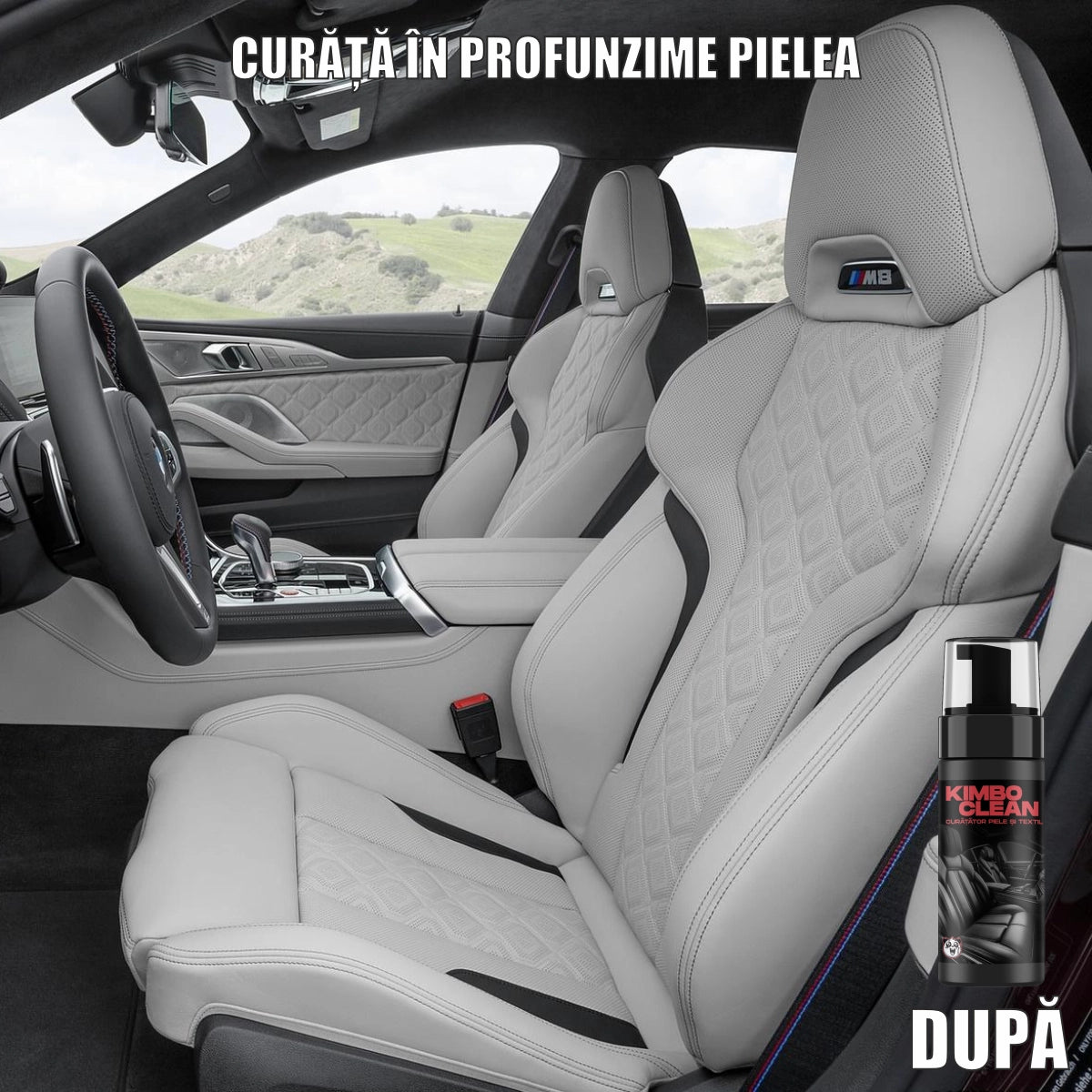 Comparație înainte și după curățarea pielii auto cu KYMBO CLEAN Lacrimi de Panda